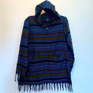 Sacred Threads Baja Hippie Fringe Hoodie Small